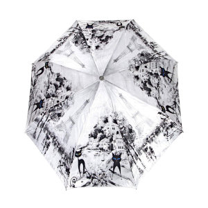 Зонт женский 3 сложения автомат сатин "Город серых цветов" диаметр купола 102 см 8 спиц