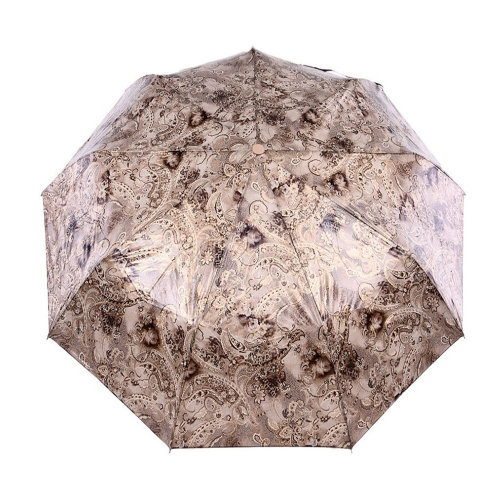 Зонт женский 3 сложения полуавтомат "Узоры" 9 спиц