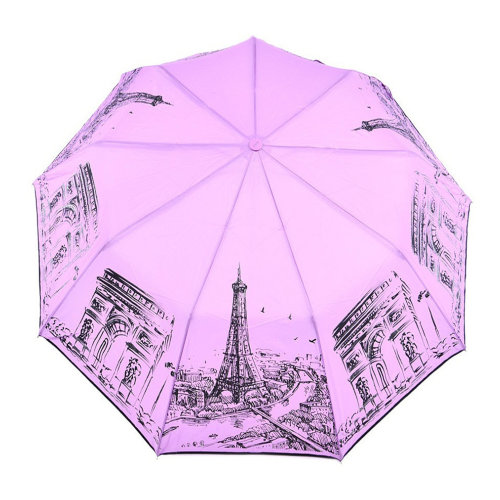 Зонт женский 3 сложения полуавтомат "Париж" 9 спиц