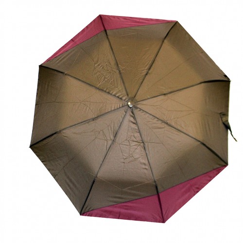 Зонт женский 3 сложения полуавтомат однотонный комбинированный с каймой 8 спиц